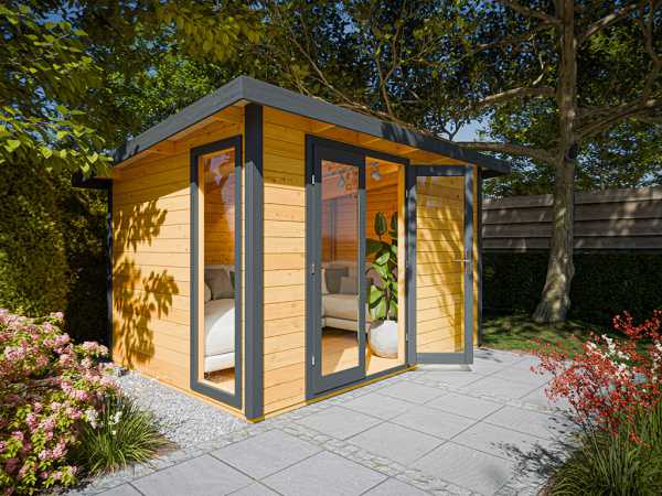 Gartenhaus Homeoffice Karvo 1 28 mm Eiche/Anthrazit