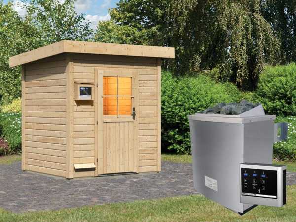 Saunahaus Jana mit Holztür, inkl. 9 kW Saunaofen mit externer Steuerung
