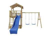 Vorschau: Spielturm Tilly Classic mit Doppelschaukel KDI inkl. Rutsche blau + Sitze blau Vorschau: Spielturm Tilly Classic mit Doppelschaukel KDI inkl. Rutsche blau + Sitze blau