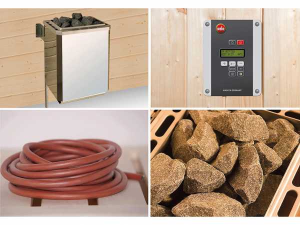 Technikpaket für Saunahäuser Serie 553, 9,0 kW Bio-Ofen mit Anschlusskabel und Steuergerät