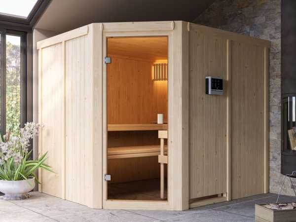 Elementsauna 68 mm Celine 5 SPARSET inkl. 9 kW Saunaofen und ext. Steuerung