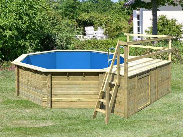 Pool Holzpool Modell 2 Variante C kdi mit 2-teiliger Sonnenterrasse