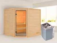 Sauna Massivholzsauna Tilda, inkl. 4,5 kW Ofen mit integrierter Steuerung