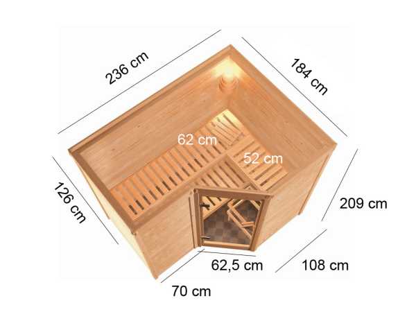 Massivholzsauna Premiumsauna 38 mm Betty