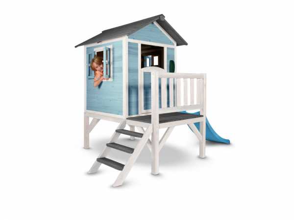 Kinderspielhaus "Lodge XL" blau/weiß, Massivholz