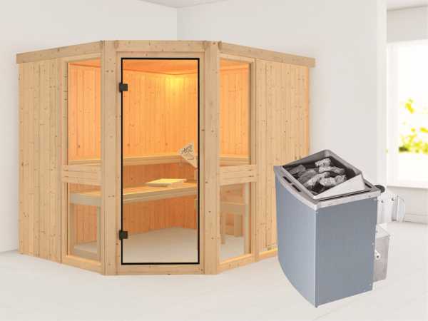 Sauna Systemsauna Amelia 3 inkl. 9 kW Saunaofen integr. Steuerung