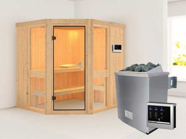 Sauna Systemsauna Amelia 1 inkl. 9 kW Saunaofen ext. Steuerung