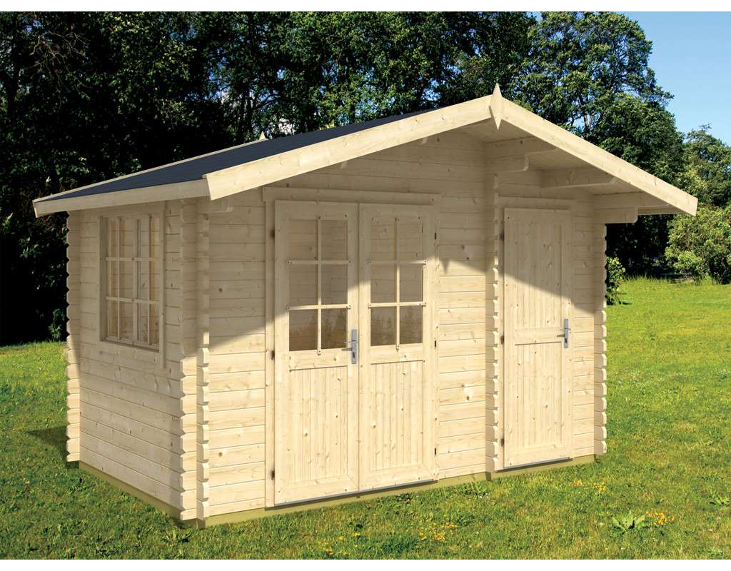 Gartenhaus Blockbohlenhaus Borkum 5 40 mm carbongrau