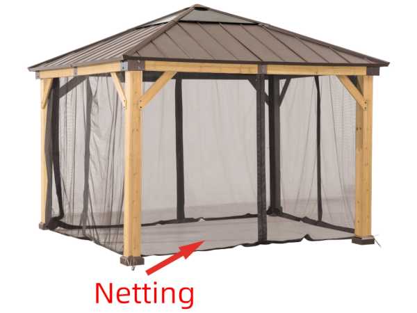 Netz für Zedernholz-Gazebo 335 cm x 393 cm