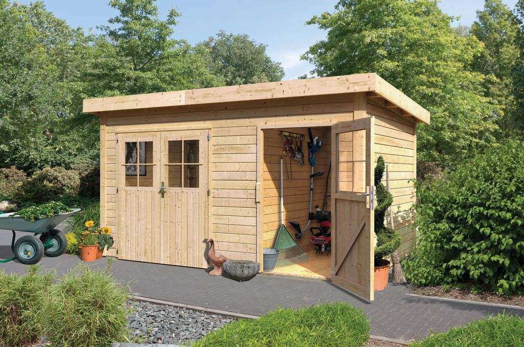 Gartenhaus Mittelwandhaus Tintrup 28 mm naturbelassen 2Raum