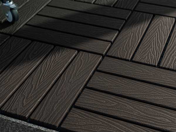 WPC-Terrassenfliese dunkelbraun Holzoptik