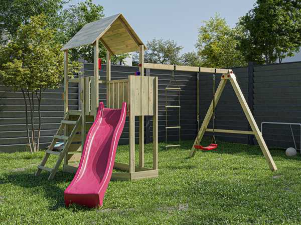 Spielturm Big Monkey KDI inkl. Rutsche pink