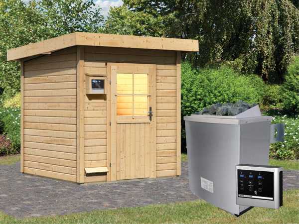 Saunahaus Taina mit Holztür, inkl. 9 kW Saunaofen mit externer Steuerung