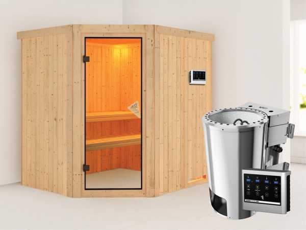 Sauna Systemsauna Lilja inkl. Plug &amp; Play Bio-Ofen externe Steuerung