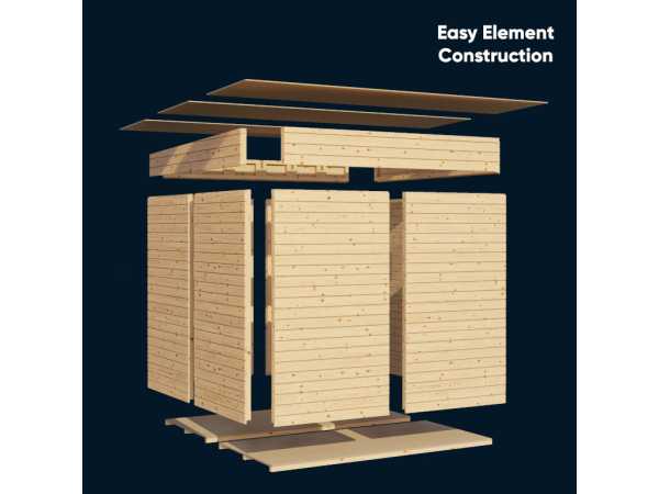 Gartenhaus Marksburg 2 mit Anbau 14 mm natur