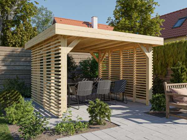 Pavillon Gartenlaube Dice Fichte, hinten offen