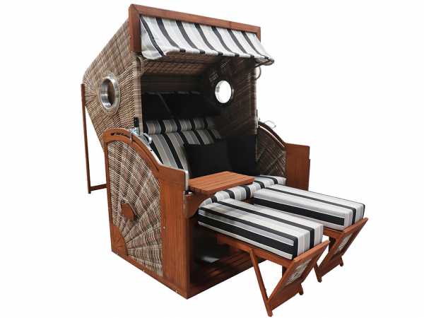 Strandkorb TRENDY PURE Seaside XL seashell Design 435 mit Bullaugen