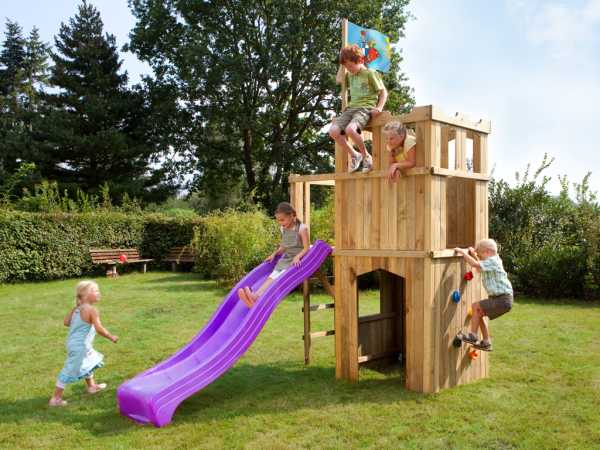 Spielturm FIPS Ritterburg inkl. Rutsche pink