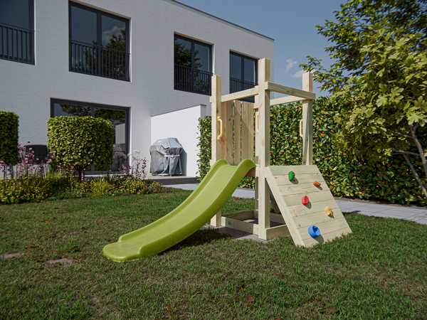 Spielturm Junior One KDI inkl. Rutsche grün