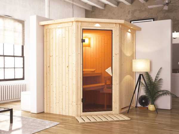 Sauna Systemsauna Tonja mit Dachkranz