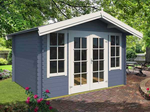 Gartenhaus Blockbohlenhaus Kalmar 330 28 mm taubenblau