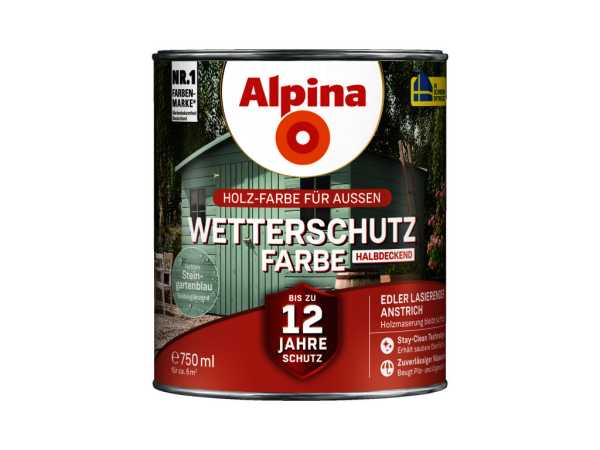 Wetterschutzfarbe halbdeckend Steingartenblau