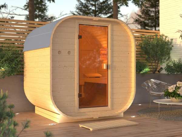 Fasssauna Quadro 1 SET naturbelassen