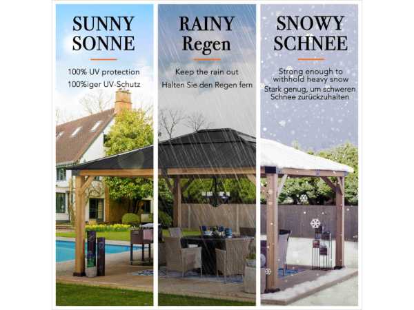 Zedernholz-Gazebo ERNIR – 393 cm x 452 cm