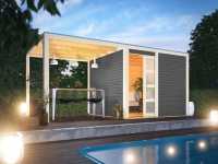 Vorschau: Gartenhaus SET Qubic 2 CLASSIC 19 mm terragrau inkl. Anbaudach Vorschau: Gartenhaus SET Qubic 2 CLASSIC 19 mm terragrau inkl. Anbaudach